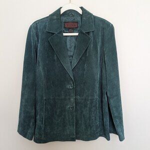 Siena green suede leather blazer dress jacket size 14 fair condition